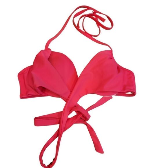 NWOT Victoria's Secret Hot Pink Wrap Around Halter Bikini Top and Bottoms 34B M - Picture 4 of 11